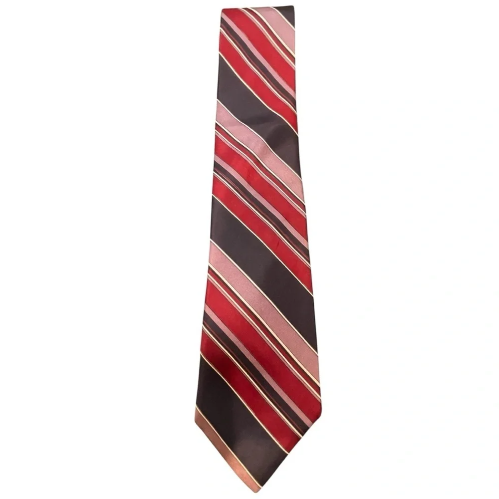 ❤️VINTAGE Marshall Fields Elegant Striped Tie - Cranberry, Navy, Cream and Plum